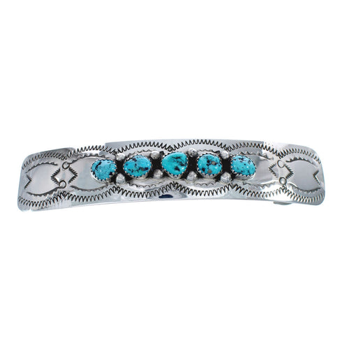 Navajo Sterling Silver Turquoise Hair Barrette JX125836